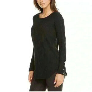 NWOT Chaser Women’s Long Sleeve Waffle Knit Thermal Black Shirt Sweater